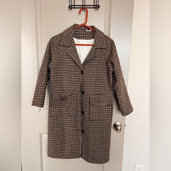Houndstooth Boutique Wool Coat - Picture 1 of 4